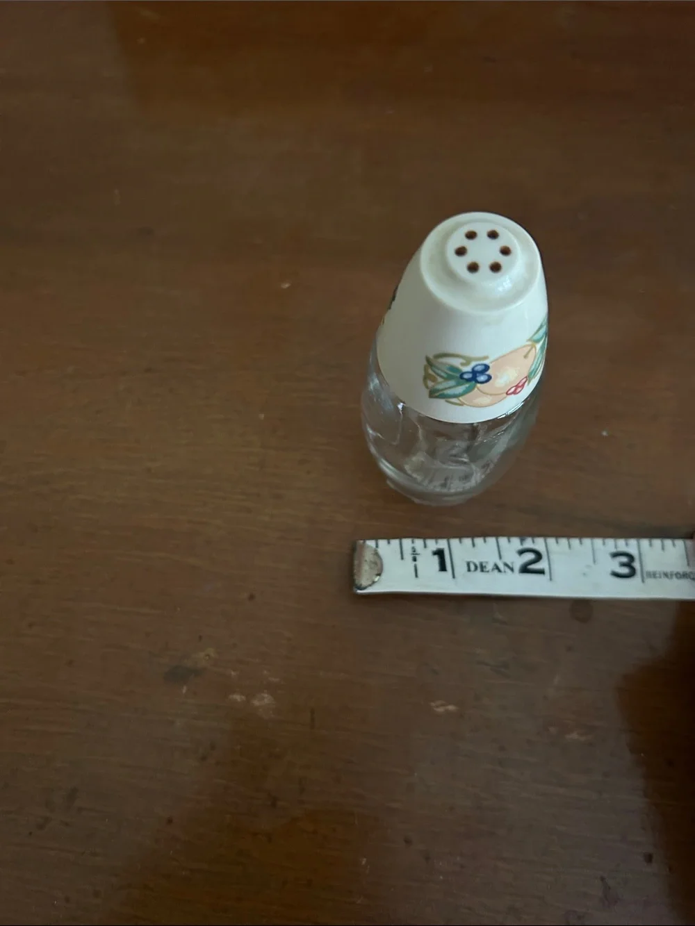Vintage Glass Corelle Abundance Salt Shaker with Floral Ceramic Top